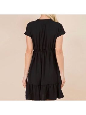 57 T shirt Dress with Ruffle Hem  Black Midi.